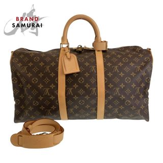 ルイヴィトン(LOUIS VUITTON)の美品 LOUIS VUITTON ルイヴィトン モノグラム キーポル50 バンドリエール ブラウン 茶 ベージュ ゴールド金具 PVC M41416 ショルダーバッグ ボストンバッグ 2way 男女兼用 406102 【中古】(ショルダーバッグ)