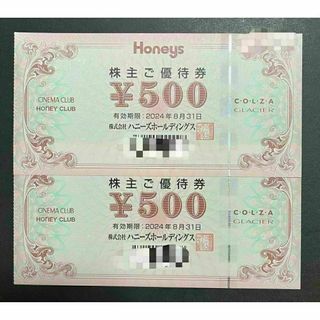 ハニーズ(HONEYS)の【ハニーズ】株主優待500円券×2枚(その他)