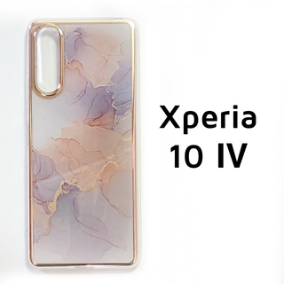 Xperia 10 Ⅳ 白 紫 オレンジ メッキフレーム カバー(Androidケース)