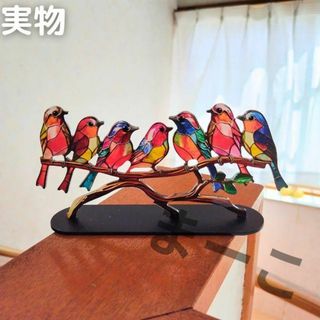 ハチドリ ハチ鳥 アクリル板 アクリル製 ステンドグラス 7羽 小物 置物(置物)