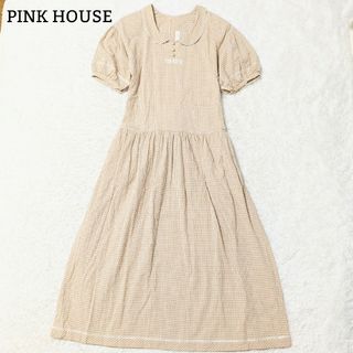 PINK HOUSE - 極美品 ピンクハウス マキシ丈ワンピース 丸襟 ギンガムチェック F ベージュ