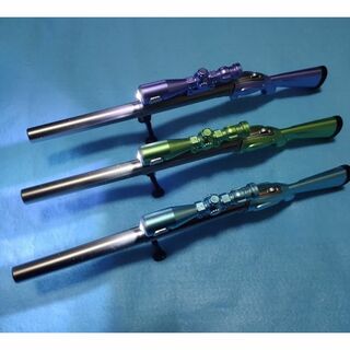 ライフル型ボールペン　ライト付き 緑、青、紫　セット　 暗闇でも書ける(ミリタリー)