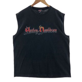 ハーレーダビッドソン(Harley Davidson)の古着 00年代 ハーレーダビッドソン Harley-Davidson ノースリーブ モーターサイクル バイクTシャツ USA製 メンズXL /eaa381715(Tシャツ/カットソー(半袖/袖なし))