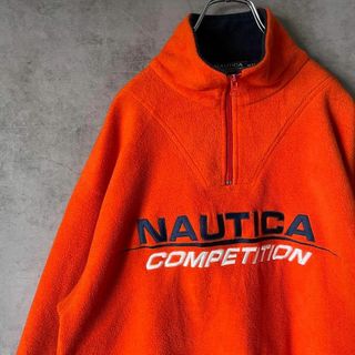 【usa製、ビッグ刺繍ロゴ、ハーフジップ】NAUTICAフリースジャケット古着