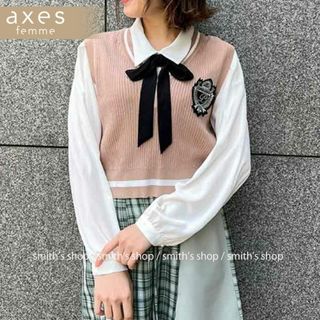 アクシーズファムポエティック(axes femme POETIQUE)のaxes femme POETIQUE チルデンニットベスト付ブラウス(シャツ/ブラウス(長袖/七分))