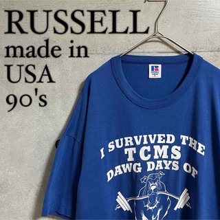ラッセルアスレティック(Russell Athletic)の【vintage】RUSSELL ラッセル USA製 90s Tシャツ 青(Tシャツ/カットソー(半袖/袖なし))