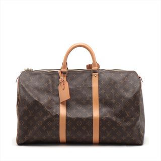 ルイヴィトン(LOUIS VUITTON)の極美品 ルイヴィトン モノグラム キーポル50 M41426 レザー ボストン バッグ トート 出張 旅行 トランク 本革 メンズ MMM N33-4(ボストンバッグ)