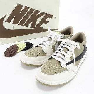 ナイキ(NIKE)の未使用 ナイキ トラヴィス スコット コラボ エア ジョーダン 1 ロー ゴルフ ニュートラル オリーブ レザー スニーカー メンズ EFE 0314-Y19(スニーカー)