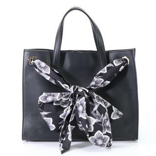 Salvatore Ferragamo - 新品同様 サルヴァトーレフェラガモ フラワー 花柄 リボン レザー トート バッグ ハンド ブラック 黒 レディース EHM T1-9