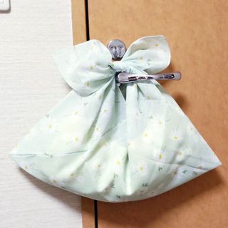 あずま袋〈マーガレット　グリーン〉　エコバッグ、バッグインバッグ　ハンドメイド(エコバッグ)