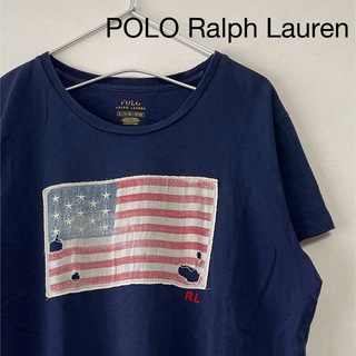 Ralph Lauren - 古着90s POLO Ralph Lauren 半袖 Tシャツ 星条旗 ダメージ