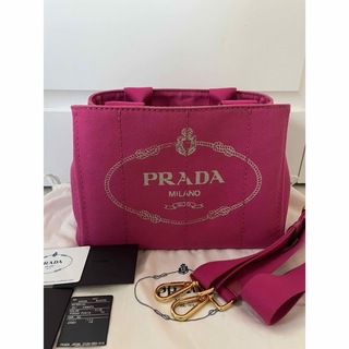 プラダ(PRADA)のプラダカナパミニSピンク　ショルダーストラップ付き(ショルダーバッグ)