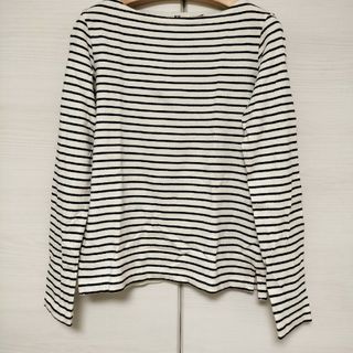 ユニクロ(UNIQLO)の美品 ユニクロ ボーダー カットソー 長袖 Tシャツ 綿 ボートネック レディー(カットソー(長袖/七分))