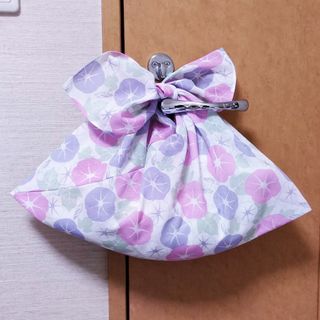 あずま袋〈あさがお　ピンク〉　エコバッグ、バッグインバッグ　ハンドメイド(エコバッグ)