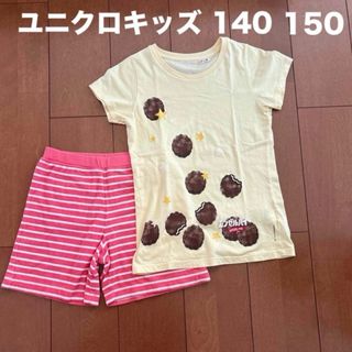 ユニクロ(UNIQLO)の女の子 140 150 半袖 ユニクロ Tシャツ 短パン まとめ売り(Tシャツ/カットソー)