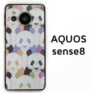 AQUOS sense8 カラフル パンダ ソフトケース カバー