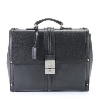 グッチ(Gucci)の美品 グッチ 140985 レザー ビジネス バッグ 書類鞄 ブリーフケース トート 通勤 本革 ブラック 黒 紳士 A4 メンズ EHM T2-2(ビジネスバッグ)
