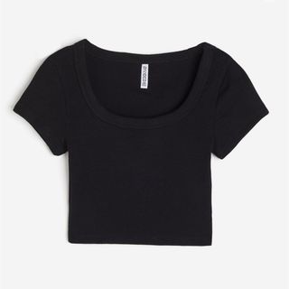 H&M クロップドリブシャツ(Tシャツ(半袖/袖なし))