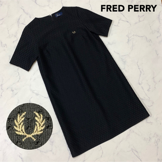 FRED PERRY - 【極美品】FRED PERRY 刺繍ロゴ レースワンピース ブラック 半袖 8