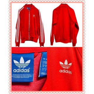 アディダス(adidas)の希少☆アディダス☆刺繍ロゴ☆L☆トレフォイル ☆赤白トラック ジャケット(Tシャツ(半袖/袖なし))