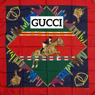 グッチ(Gucci)の★GUCCI★ スカーフ 大判 馬術 ベルト 馬具 インターロッキング レッド(バンダナ/スカーフ)
