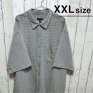 シャツ(shirts)のUSA古着　半袖シャツ　ドレスシャツ　チェック柄　グレー　VAN HEUSEN(シャツ)