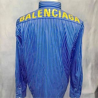 Balenciaga - 美品✨BALENCIAGA バレンシアガ　バックロゴ　ストライプシャツ　38