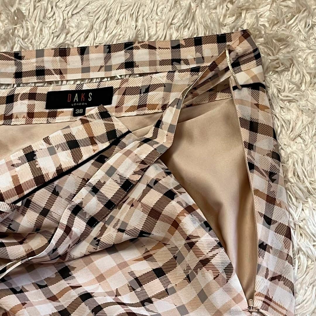 美品美ライン【DAKS ダックスロンドン】フレア巻きスカート ハウスチェック花柄 美品美ライン【DAKS ダックスロンドン】フレア巻きスカート ハウスチェック花柄
