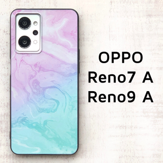 OPPO Reno7 A Reno9 A ピンク グリーン マーブル カバー