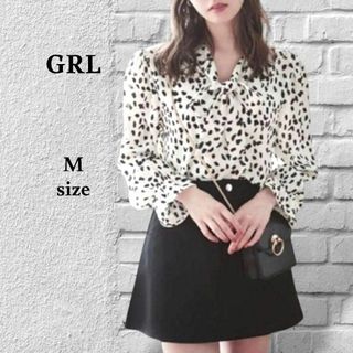 GRL - グレイル GRL ダルメシアン柄ボウタイブラウス オフィス カジュアル M