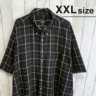 シャツ(shirts)のUSA古着　半袖シャツ　ドレスシャツ　XXL　チェック柄　ブラック　ダークグレー(シャツ)