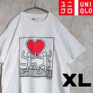 ユニクロ(UNIQLO)のユニクロ　キースヘリング　グラフィック　半袖　Tシャツ　白　XLサイド　コラボ(Tシャツ/カットソー(半袖/袖なし))