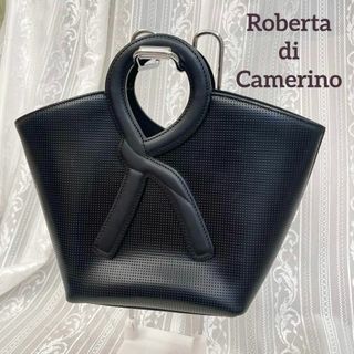 ロベルタディカメリーノ(ROBERTA DI CAMERINO)のロベルタディカメリーノ パンチング ミニ ハンドバッグ ブラック フォーマル(ハンドバッグ)