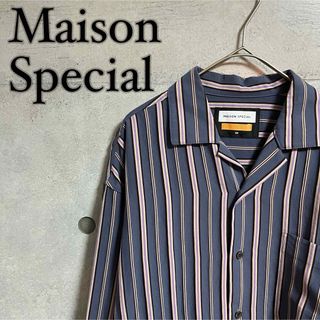 メゾンスペシャル(MAISON SPECIAL)の【美品】Maison Special オープンカラー ストライプ柄 シャツ(シャツ)