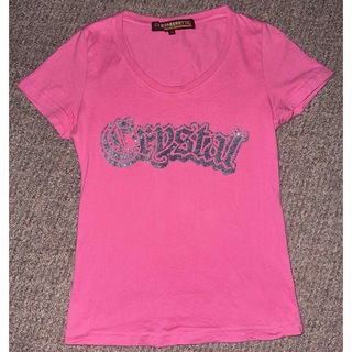 charmberrytic  y2k キラキラ ラメ ストーン ピンク Tシャツ(Tシャツ(半袖/袖なし))