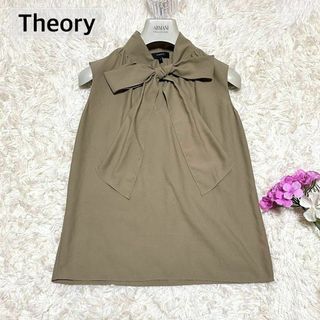 セオリー(theory)の美品✨セオリー ボウタイブラウス TIE SCARF TOP ウォッシャブル(シャツ/ブラウス(半袖/袖なし))