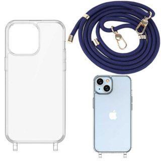 スマホショルダー 紐 ストラップ付き iPhone15 ケース 透明 クリア(iPhoneケース)