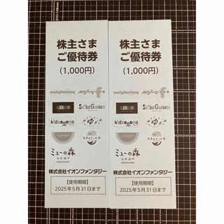 イオン(AEON)の2025.5.31迄 イオンファンタジー 株主優待券 2000円分(千円×2冊)(その他)