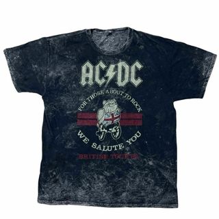 ミュージックティー(MUSIC TEE)のAC/DC 半袖バンドTシャツ ロックT タイダイ バンT グレー a78(Tシャツ/カットソー(半袖/袖なし))