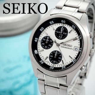 セイコー(SEIKO)の496【美品】SEIKO セイコー時計　メンズ腕時計 クロノグラフ パンダ(腕時計(アナログ))