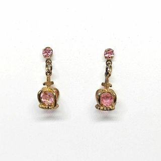 【断捨離】ピアス 両耳用 王冠 カラーストーン ピンク アクセサリー ジュエリー(ピアス)