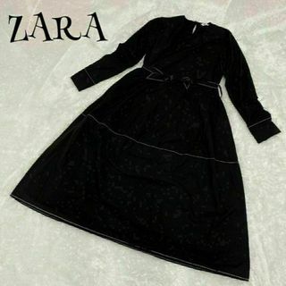 ザラ(ZARA)のZARA ザラ ☆ コントラストトップステッチ入りワンピース ロングワンピース(ロングワンピース/マキシワンピース)