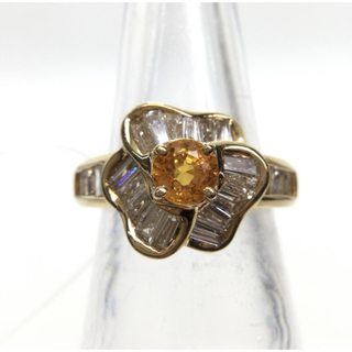 ゴールデンサファイア ダイヤモンド ソーティング付き　K18リング 指輪 (リング(指輪))