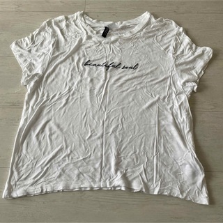 エイチアンドエム(H&M)のエイチアンドエム　H&M レディースロゴTシャツ　size M 白　ホワイト(Tシャツ(半袖/袖なし))