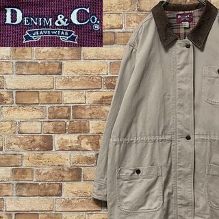 Denim & Co ハンティングジャケット　裏地チェック　古着女子　M(ブルゾン)