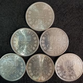 銀貨　東京オリンピック1.000円銀貨silver925汚れ少ない綺麗６枚セット(金属工芸)