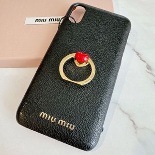 ミュウミュウ(miumiu)のロゴが目立つ！◆MIUMIU◆ミュウミュウ スマホリング付き スマホカバー(iPhoneケース)