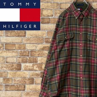 トミーヒルフィガー(TOMMY HILFIGER)のトミーヒルフィガー　90s フラッグタグ　ボタンダウンシャツ　長袖　刺繍ロゴ　L(シャツ)