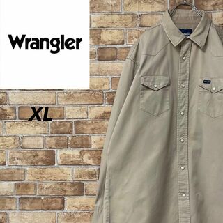 Wrangler - ラングラー　長袖シャツ　ビッグシルエット　ダブルポケット　ワーク　ベージュ　XL
