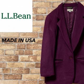 エルエルビーン(L.L.Bean)のエルエルビーン　USA製　ウールテーラードジャケット　パープル　古着女子　10R(テーラードジャケット)